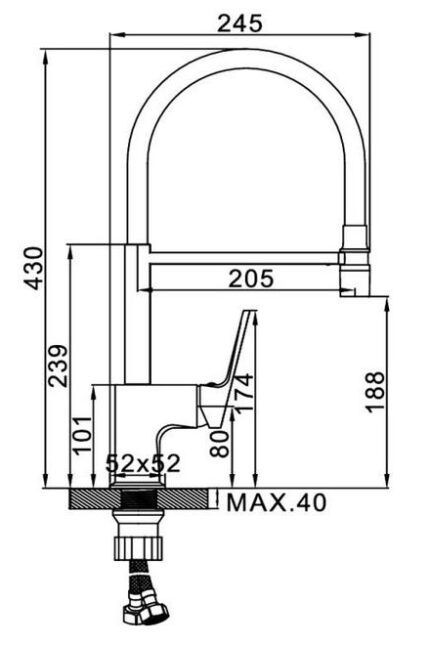 L4092B-2 Смеситель для кухни с гибким изливом LEDEME